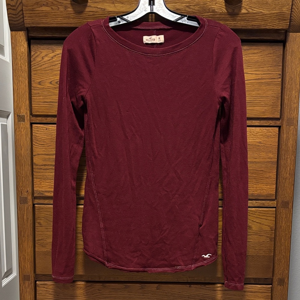 Hollister Long Sleeve Crewneck Top Burgundy Women’s Size Medium